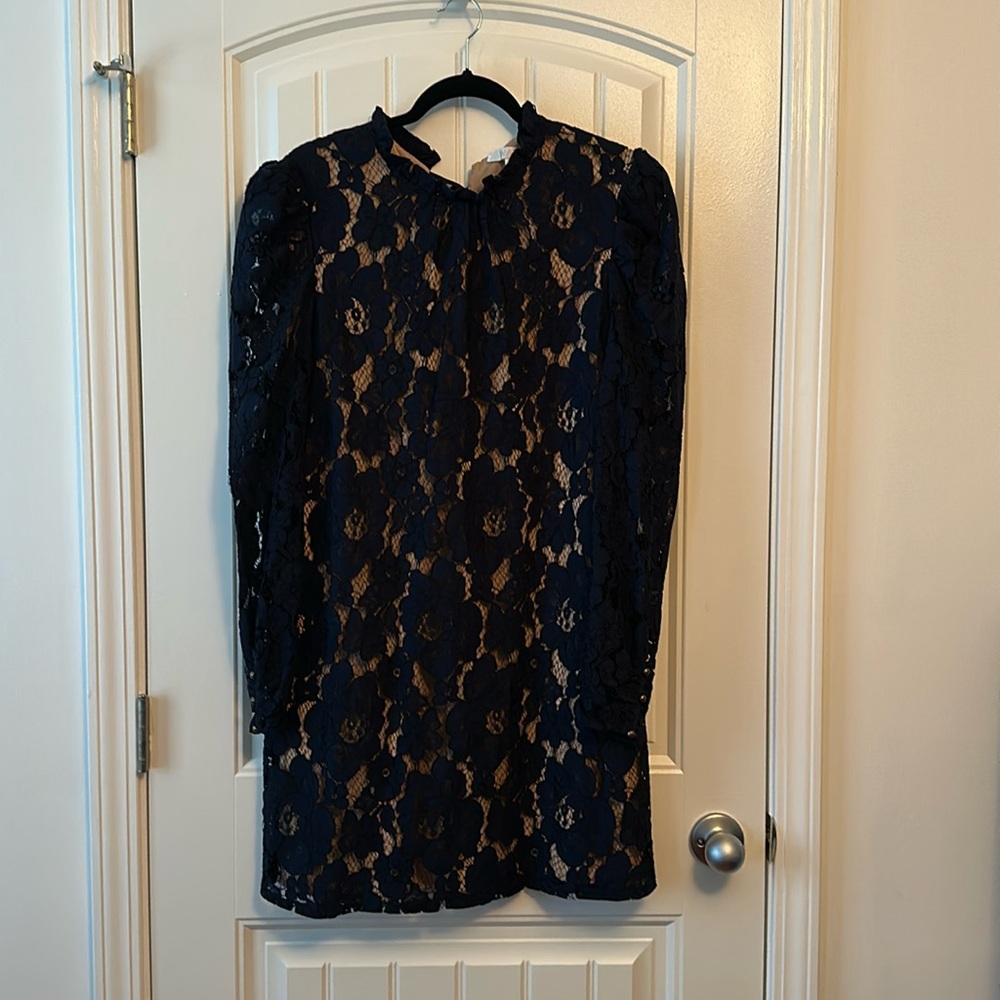 WAYF Navy Lace Long Sleeve Dress